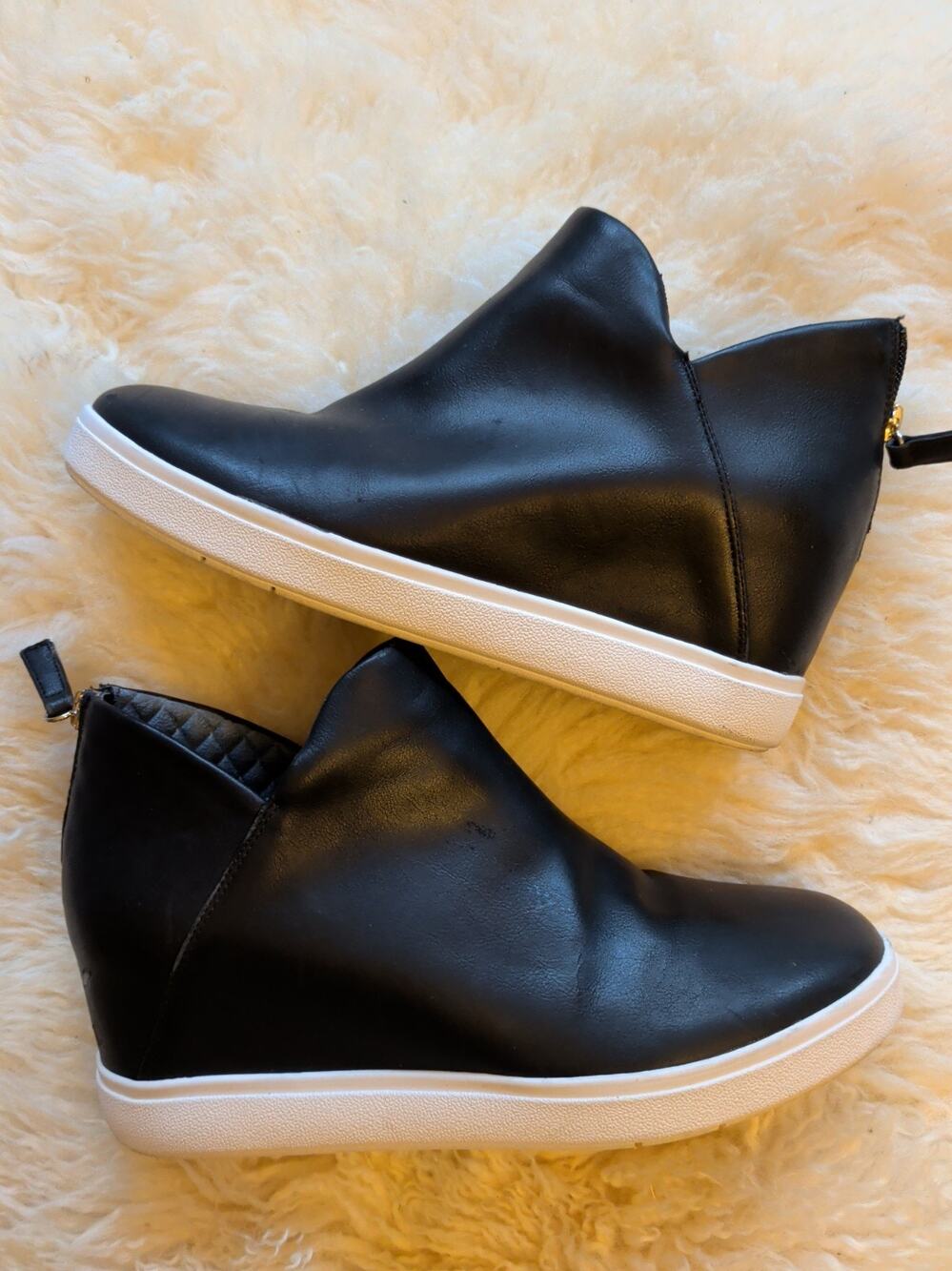 Dr. Scholl's Madison Shoes Womens Sz 10 Hidden Wedge Sneaker Black Vegan